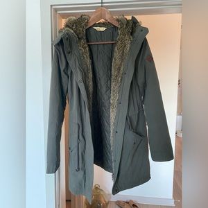 HOLLISTER Fur-Hooded Olive Parka Size M